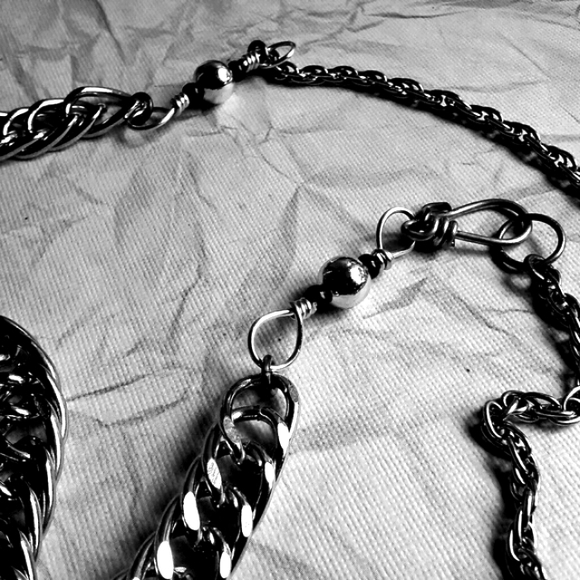 Upcycled Chain Assemblage Style Choker Necklace - Picture 4 of 7